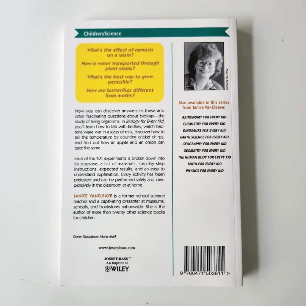 Janice VanCleave's Biology Science Book Experiments Paperback For Every Kid: 101
